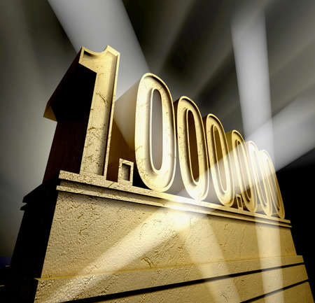 One million Number one million in golden letters on a golden pedestal One million Number one million in golden letters on a golden pedestal