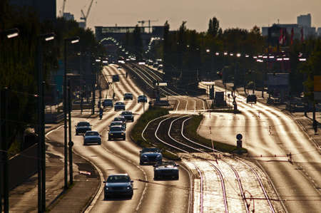 a big street in frankfurt - germanyの写真素材