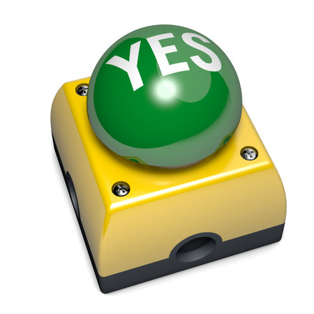 Emergency button Yes, 3D illustration