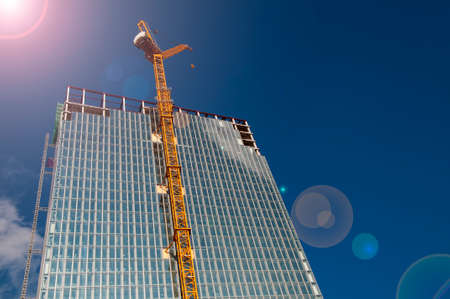 A big construction site with cranesの写真素材