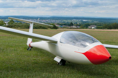 sailplane at airport fieldの写真素材