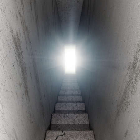 Stairway down in light, 3D illustrationの写真素材
