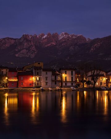 Pescarenico, a small fishing village in the north of Italy. Lecco - Italyの写真素材