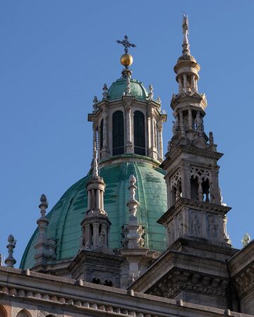 Details of the facade of the Como Cathedral.の写真素材