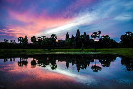 Sunrise at Angkor Watの写真素材