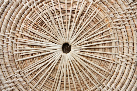 Circular background of rattan texture 