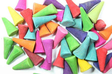 colorful aroma Incense on white backgroundの写真素材