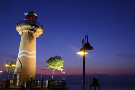 Lighthouse tower at night time, Pattaya cityのeditorial素材