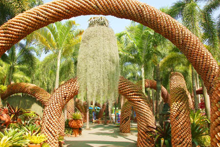 Clay pots decorated in the gardenの写真素材