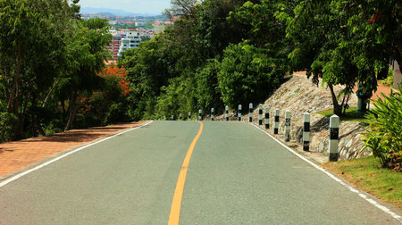 Road on the hill into the city in Thailand