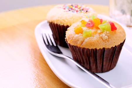 Thai cup cake with fork