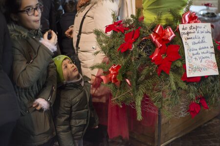 TURIN,ITALY-DECEMBER 8, 2016: Christmas Atmosphere on Christmas Market in Turin,Italyのeditorial素材