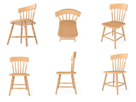 Wooden chairs in different anglesの写真素材