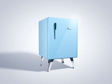 Blue retro refrigeratorの写真素材