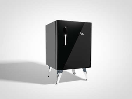 Black retro refrigeratorの写真素材