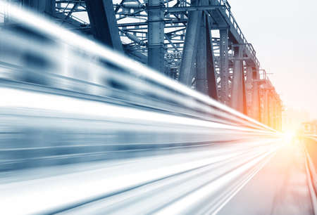 the light trails on the modern building background in shanghai chinaの写真素材