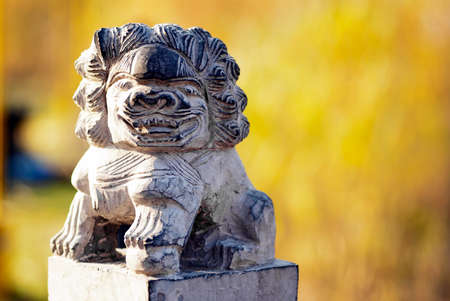 Traditional Chinese stone lion in Chinaの写真素材