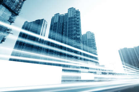 the light trails on the modern building background in shanghai china  の写真素材