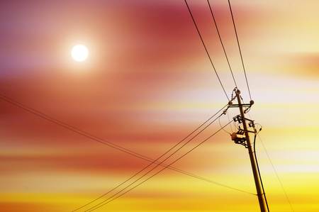 high voltage post High-voltage tower sky background  の写真素材