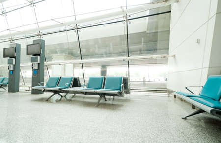 Bench in the shanghai pudong airport.interior of the airport.のeditorial素材