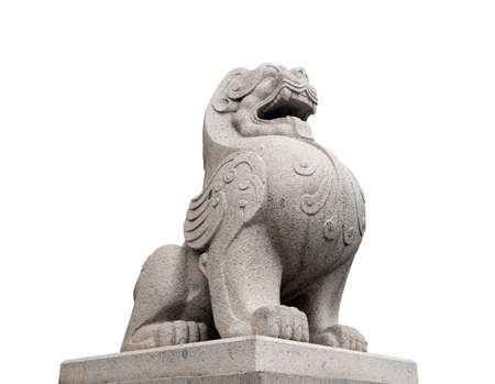 Stone Lion sculpture, symbol of protection & power in Oriental Asia especially Chinaの写真素材