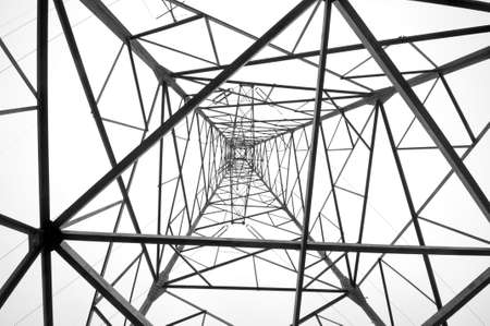 Electricity pylon isolated on white の写真素材