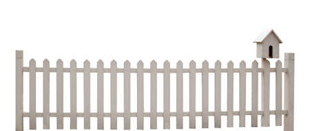 white wooden fence on white backgroundの写真素材