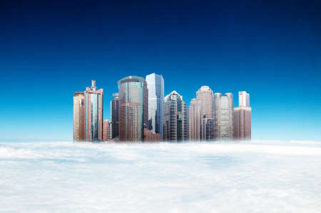 Higher than the clouds of skyscrapers, exaggerated performanceの写真素材