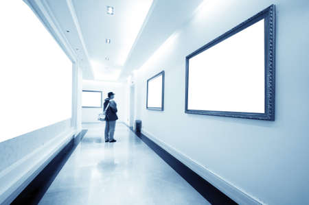 frames on white wall の写真素材