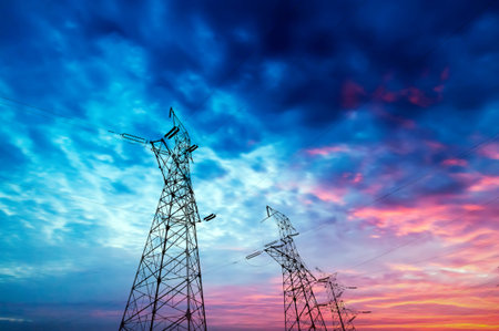 Power tower in the sky background