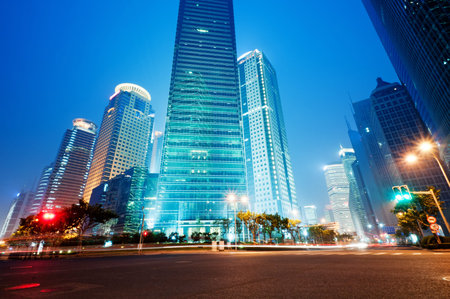 the night view of the lujiazui financial centre in shanghai china  