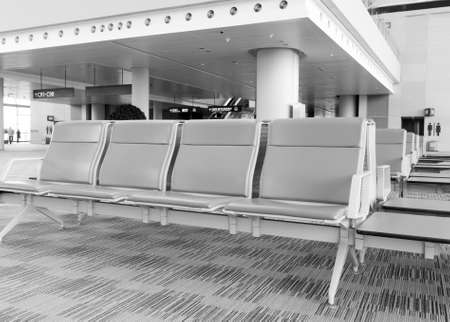 Bench in the shanghai pudong airport interior of the airport のeditorial素材