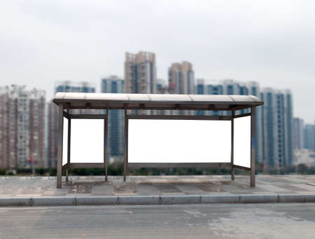 Bus stop billboard on stage の写真素材