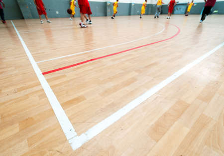 Wooden basketball court  Indoor sports playgroundの写真素材