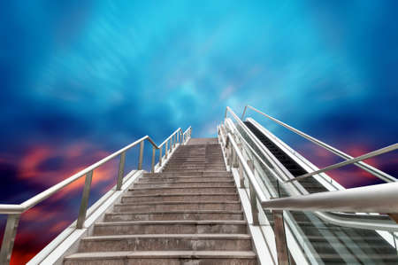 escalator to the sky, urban fantasy landscape,abstract expressionの写真素材