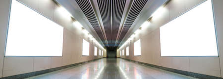 blank billboard on the wall in subway station channelの写真素材