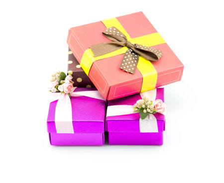Gift box collection isolated over white