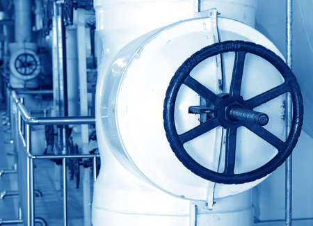 Rusty sewer valve - underground old sewage treatment plant in Shanghai.の写真素材