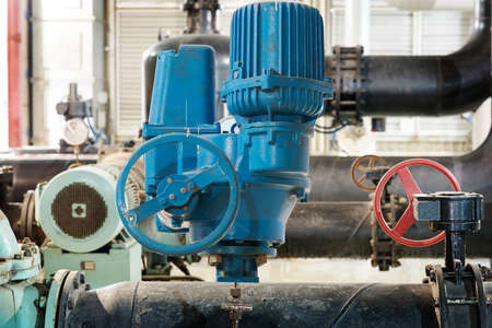 industrial thermometer in boiler roomの写真素材