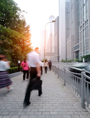 passenger walking on the walkway at shanghai chinaの写真素材