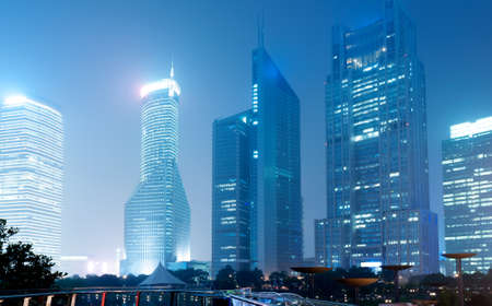 Shanghai Lujiazui Finance & Trade Zone modern city night background 
の写真素材
