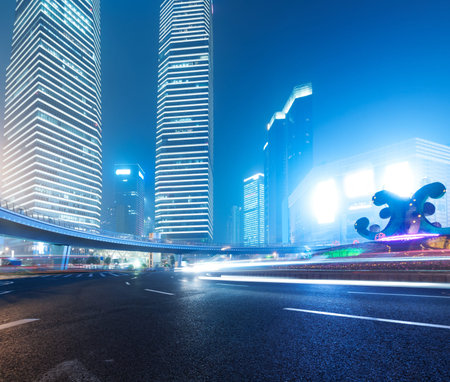 Shanghai Lujiazui Finance & Trade Zone modern city night background 