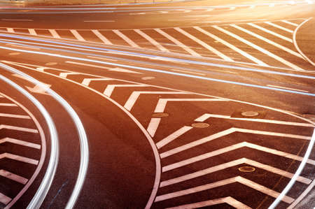 the light trails on the steet in shanghai china. 
の写真素材