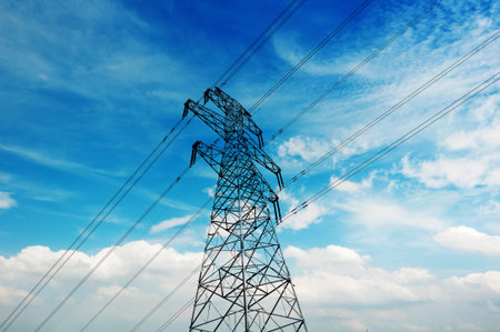 Power tower in the sky background