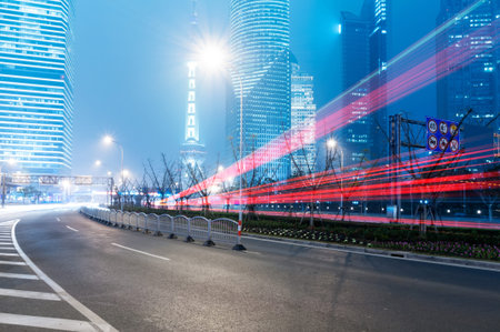 Shanghai Lujiazui Finance   Trade Zone modern city night background 