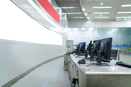 Modern electronic technology inside the control roomの写真素材
