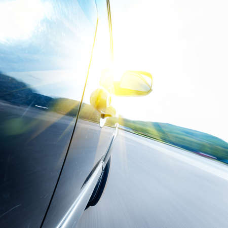 car on the road with motion blur の写真素材