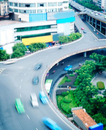 Aerial view of the Stack Interchange in Shanghaiの写真素材