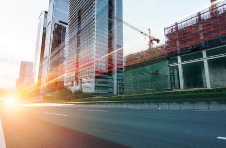 traffic in Hong Kong at nightの写真素材