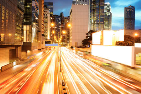 Night view of Hong Kong's financial districtの写真素材